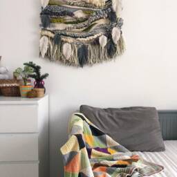 Eva's Doodlings Wall Hanging Tapestry With Leaves Green Gray Shades - thumbnail 2