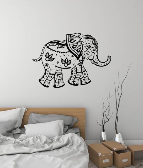 Indian Elephant Vinyl Wall Decal Animal India Living Room Bedroom Stickers Mural - #3119Di - image 1