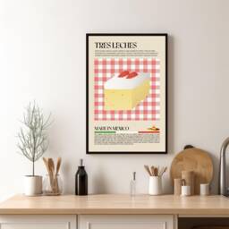 Tres Leches Cake Poster, Mexican Food Print, Latin America, Modern Kitchen Retro, Wall Art Restaurant, South America Cafe Decor - thumbnail 1