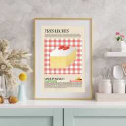 Tres Leches Cake Poster, Mexican Food Print, Latin America, Modern Kitchen Retro, Wall Art Restaurant, South America Cafe Decor - thumbnail 2