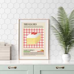 Tres Leches Cake Poster, Mexican Food Print, Latin America, Modern Kitchen Retro, Wall Art Restaurant, South America Cafe Decor - thumbnail 3