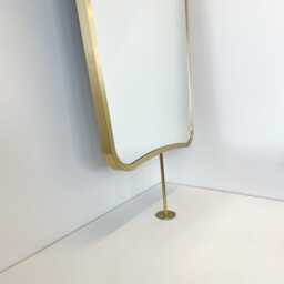 Art Deco Inspired Countertop To Ceiling Suspended Mirror With Brass Frame - Vintage N. 2 - thumbnail 3