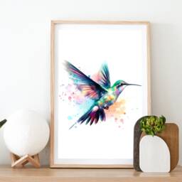 Hummingbird Poster Set - Of 3 Prints - Watercolor Painting Watercolour Picture Animal Wall Art Bird Gifts Humming Decor - thumbnail 2