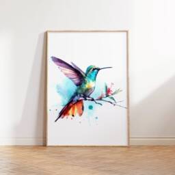 Hummingbird Poster Set - Of 3 Prints - Watercolor Painting Watercolour Picture Animal Wall Art Bird Gifts Humming Decor - thumbnail 3