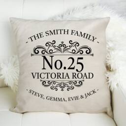 Personalised Family Home Cushion Cover House Warming Gift, Number Street Road Name, New Decor, 16x16 Inch - thumbnail 3
