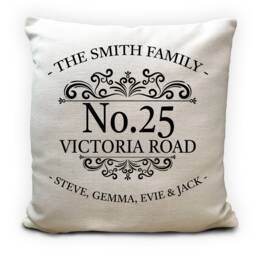 Personalised Family Home Cushion Cover House Warming Gift, Number Street Road Name, New Decor, 16x16 Inch