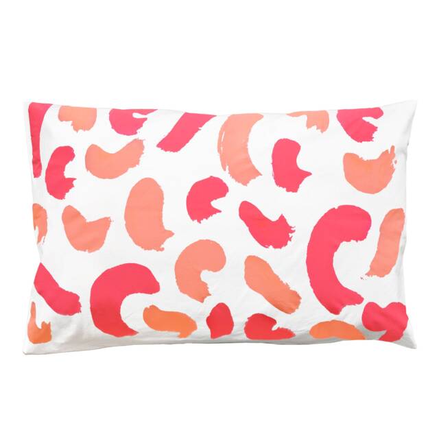 Peach & Pink Brush Strokes Pillowcase Screen Print Cotton Bedding - image 1