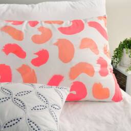Peach & Pink Brush Strokes Pillowcase Screen Print Cotton Bedding - thumbnail 3