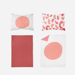 Peach & Pink Brush Strokes Pillowcase Screen Print Cotton Bedding - thumbnail 4