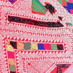 Vintage Embroidered Silk Textile Ethnic Piece Of Tradition Costume Pillow Cover - thumbnail 3