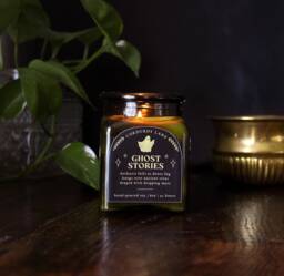 Ghost Stories - Apothecary Soy Candle Spooky Cozy Witchy Decor, Fathers Day, Green Glass Jar