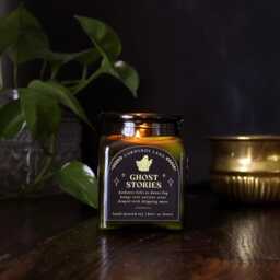 Ghost Stories - Apothecary Soy Candle Spooky Cozy Witchy Decor, Fathers Day, Green Glass Jar - thumbnail 4
