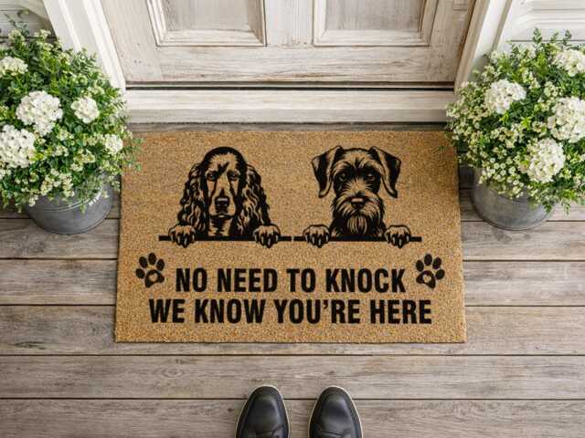 We Know You're Here Rug - Humorous Canine Entryway Sign Durable Coir Home Decor - image 1