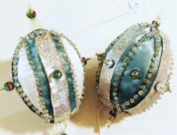 Elegant Handmade Hand Beaded Original Blue Gray Shatterproof Christmas Ornament Gift - thumbnail 1