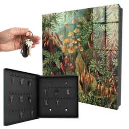 Green Leaves Wall Mounted Key Cabinet, Box For Home, Painterly Flowers & Plants, Lovers Of Nature Art - thumbnail 1