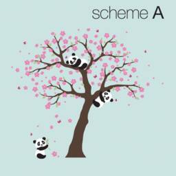 Panda & Cherry Blossom Tree Wall Decal Nursery Kids Decor - thumbnail 2