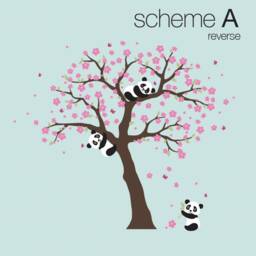 Panda & Cherry Blossom Tree Wall Decal Nursery Kids Decor - thumbnail 3