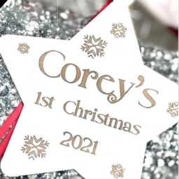 Personalised Baby's 1St Christmas Ornament, White Star Decoration, First Star Tree Decoration, Xmas Baby Bauble Gift 2025 - thumbnail 3