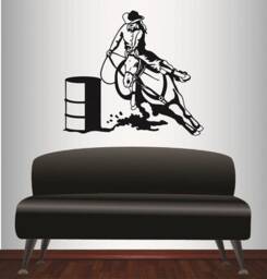 In-Style Decals Wall Vinyl Decal Home Decor Art Sticker Cowgirl On Horse Barrel Racing Riding Female Woman Girl Western Mural Design 261 - thumbnail 1