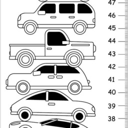 Personalized Cars Height Chart, Black & White Kids Wall Decor, Canvas Boys Growth Chart, Black Room - thumbnail 1