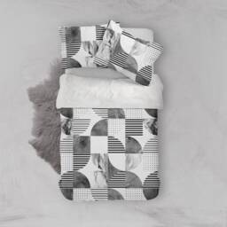 Geometric Black & White Duvet Cover Set, Modern Bedding - thumbnail 1