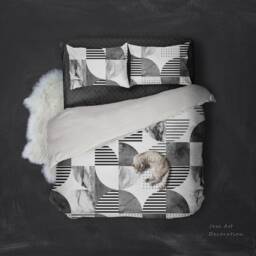 Geometric Black & White Duvet Cover Set, Modern Bedding - thumbnail 2