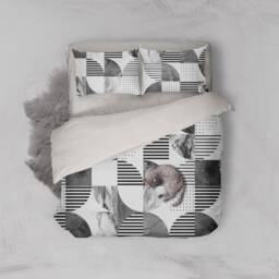 Geometric Black & White Duvet Cover Set, Modern Bedding - thumbnail 3