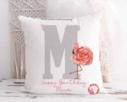 Flamingo Cushion, Pillow, Cushion For Her, Gift, Flamingo, Initial, Stand Tall, Gift Mum, Her - thumbnail 1