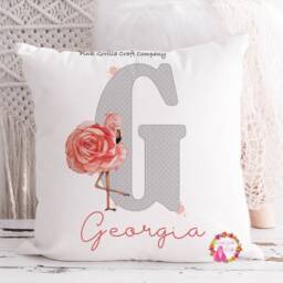 Flamingo Cushion, Pillow, Cushion For Her, Gift, Flamingo, Initial, Stand Tall, Gift Mum, Her - thumbnail 2