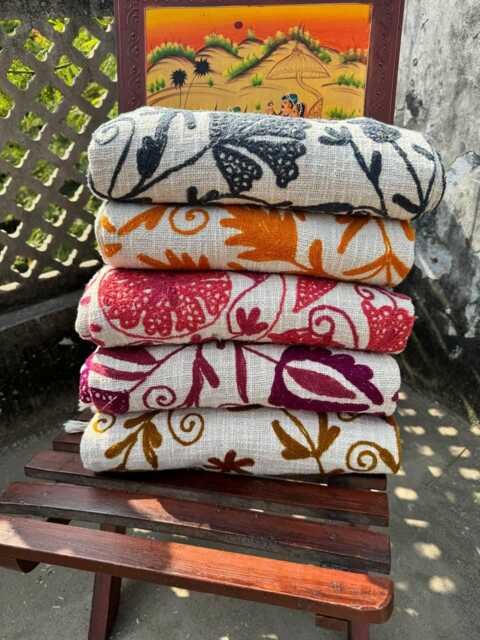 Embroidered Suzani Throws - Lightweight Cotton Boho Bedspreads - Set Of 5 - image 1