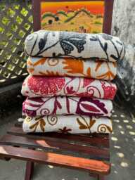 Embroidered Suzani Throws - Lightweight Cotton Boho Bedspreads - Set Of 5 - thumbnail 1