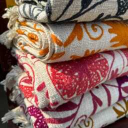 Embroidered Suzani Throws - Lightweight Cotton Boho Bedspreads - Set Of 5 - thumbnail 3