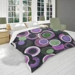Retro Mute Textured Circles Geometric Comforter, Moody Mid Century Modern Bedding, Eclectic Bedroom Decor, Purple Pink Green #228 - thumbnail 3