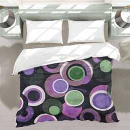 Retro Mute Textured Circles Geometric Comforter, Moody Mid Century Modern Bedding, Eclectic Bedroom Decor, Purple Pink Green #228 - thumbnail 2