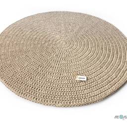 Handmade Crochet Round Rug Braided Cotton Scandinavian Style - thumbnail 3