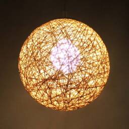 Natural Rattan Ball Pendant Light - Hemp Rope Lighting - thumbnail 3