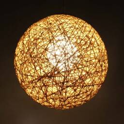 Natural Rattan Ball Pendant Light - Hemp Rope Lighting - thumbnail 2