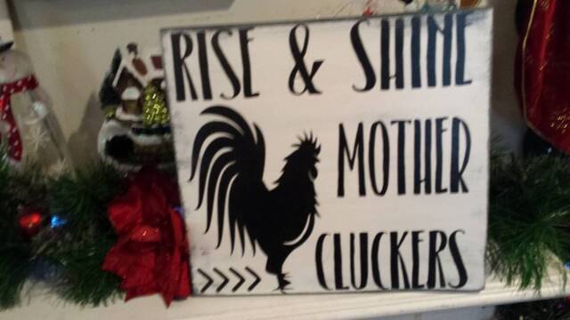 Rise & Shine Mother Cluckers Distressed Wood Sign Rooster Decor Rustic Primitive Wall Hanging Funny Farmhouse Kitchen Bedroom - image 1