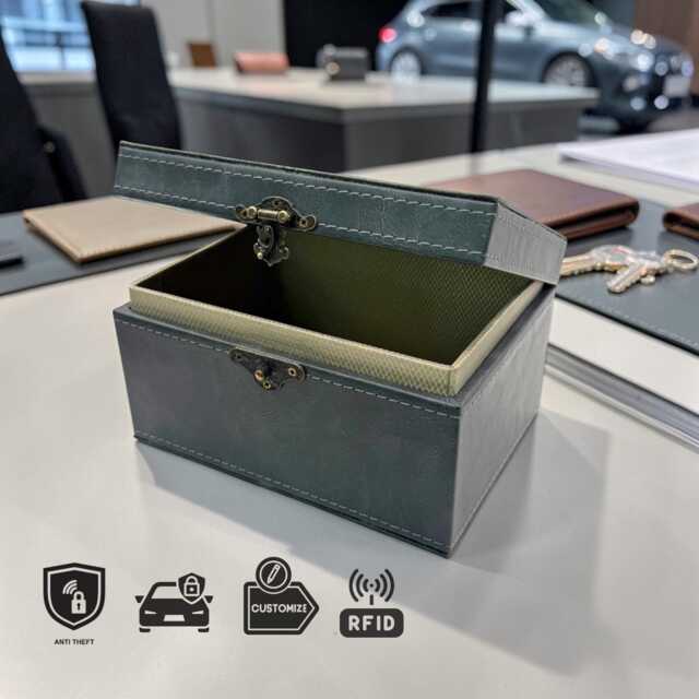 Personalized Rfid Signal Blocking Leather Box Custom Engraved Faraday Cage, Anti-Theft Car Security - image 1