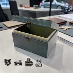 Personalized Rfid Signal Blocking Leather Box Custom Engraved Faraday Cage, Anti-Theft Car Security - thumbnail 1