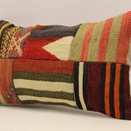 Turkish Kilim Pillow Patchwork Throw Pillow Accent Sofa Lumbar Covers 12X20 in - 30 X 50 cm 4Oef-959 - thumbnail 3