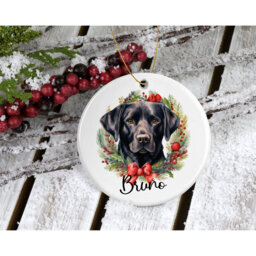 Black Labrador Christmas Ornament Personalised Ceramic Dog Keepsake