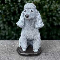 Concrete Poodle Statue Outdoor Dog Figure Cement Memorial Sculpture Stone Pet Decoration Garden Animal Art Poodle Lover Gift Yard - thumbnail 1