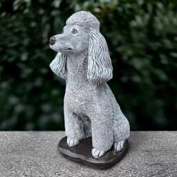 Concrete Poodle Statue Outdoor Dog Figure Cement Memorial Sculpture Stone Pet Decoration Garden Animal Art Poodle Lover Gift Yard - thumbnail 4