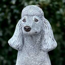 Concrete Poodle Statue Outdoor Dog Figure Cement Memorial Sculpture Stone Pet Decoration Garden Animal Art Poodle Lover Gift Yard - thumbnail 2