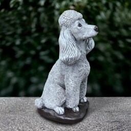 Concrete Poodle Statue Outdoor Dog Figure Cement Memorial Sculpture Stone Pet Decoration Garden Animal Art Poodle Lover Gift Yard - thumbnail 3