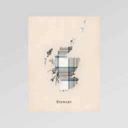 Clan Stewart Blue Scottish Tartan Map - Of Scotland Family Wall Decor, Ready To Hang - thumbnail 2