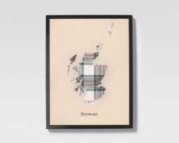 Clan Stewart Blue Scottish Tartan Map - Of Scotland Family Wall Decor, Ready To Hang - thumbnail 1