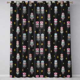 Cute Nutcracker Soldiers Dark Night Background Seamless Pattern Readymade Eyelet Ring Top Thermal 100% Blackout Curtains - thumbnail 2