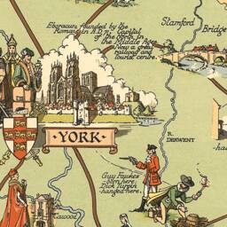 Vintage Yorkshire Railways Map Print 1949 Estra Clark Pictorial Art - Exceptional Quality 230Gsm Unframed Framed Free Standard Delivery - thumbnail 2